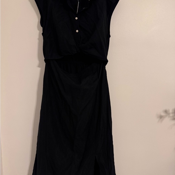 Old Navy Black Midi Dress with Button Detail - Picture 1 of 4